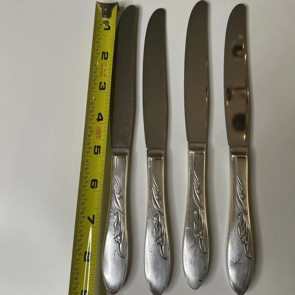 Vintage Stainless Steel Flatware Dinner Knife Knives Set Of 4 lightweight